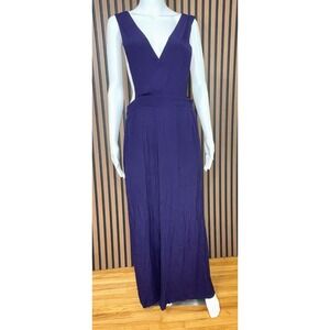 Anthropologie Maeve Souxanne Women's Apron Jumpsuit Wide Leg Purple 10‎ Holiday